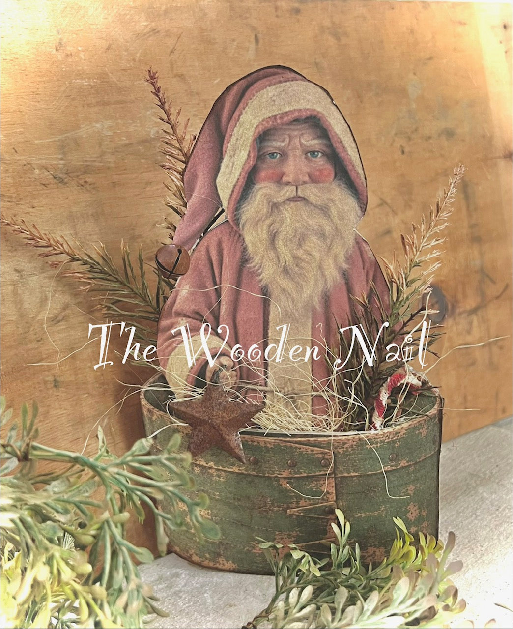 Christmas - Red Santa in Pantry Box - Green or Blue