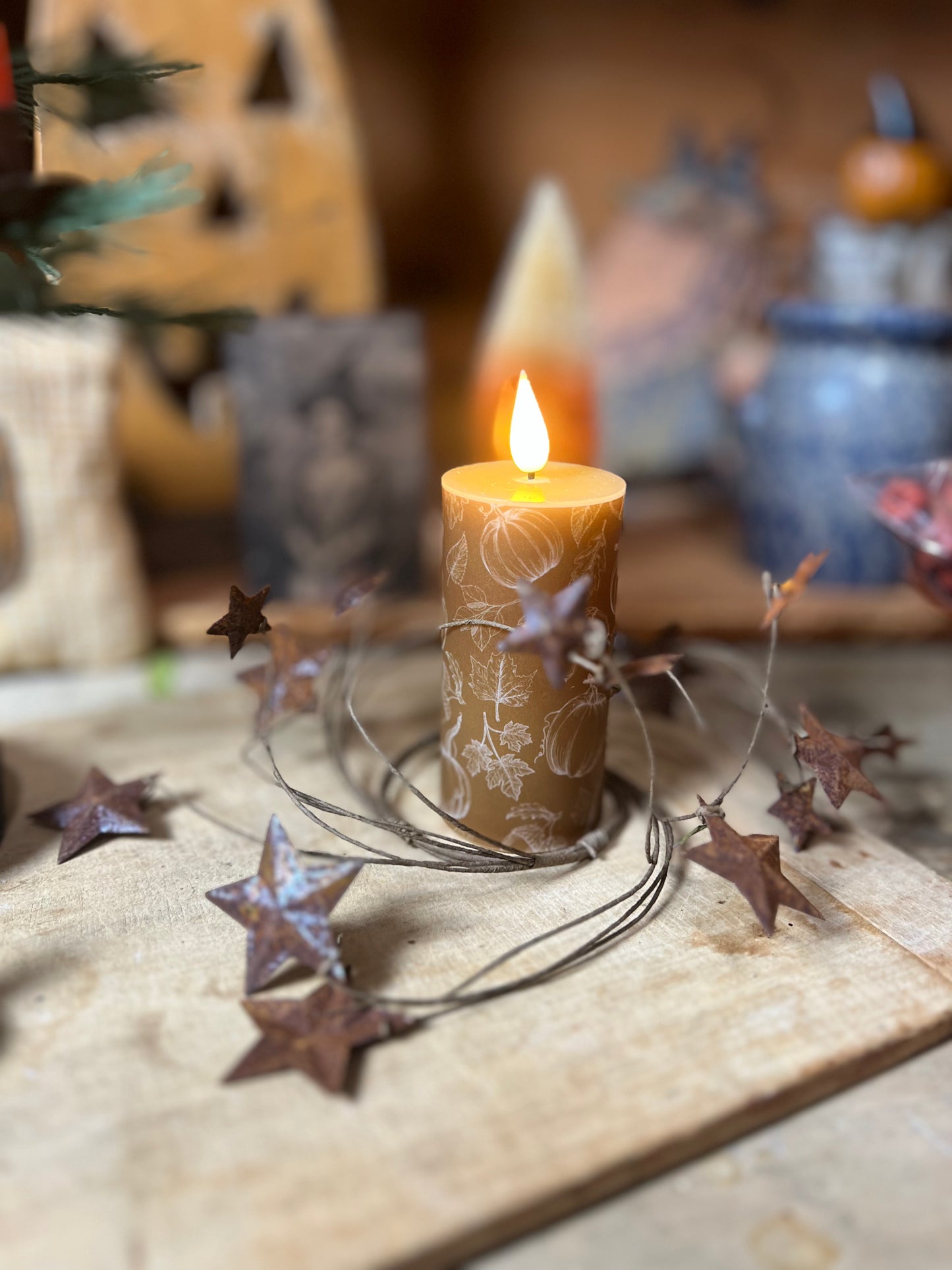 Fall - Candle and star wreath set