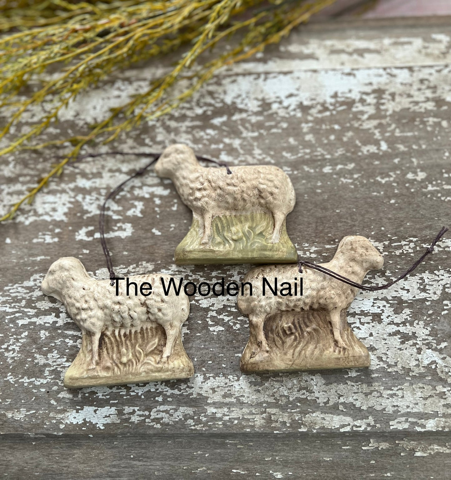 Sheep Chalkware Ornament set of 2